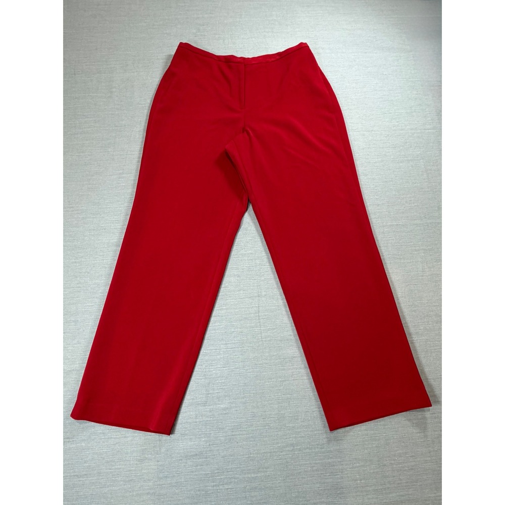Amanda Smith Dress Pants Women 14 Red Excellent Straight Leg Elastic Back J16